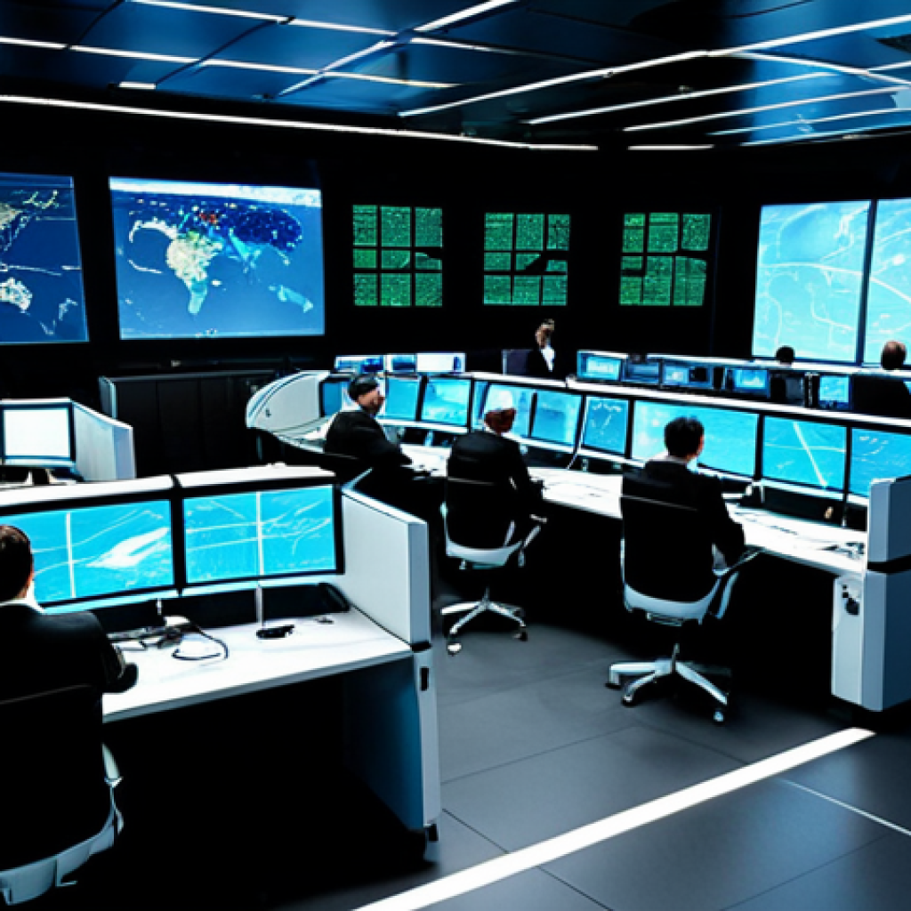 AI-Enhanced Air Traffic Control**

"A modern air traffic control room, showing air traffic controllers working at their stations, surrounded by holographic displays and AI interfaces. The scene depicts a safe and efficient operation, with AI assisting in managing air traffic flow. Everyone is fully clothed in professional attire. Safe for work, appropriate content, professional environment, perfect anatomy, natural proportions, high quality."

**
