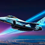 공군의 항공 전자전 시스템 - **Prompt:** A modern, sleek fighter jet, like an F-35 or a Eurofighter Typhoon, soaring through an a...