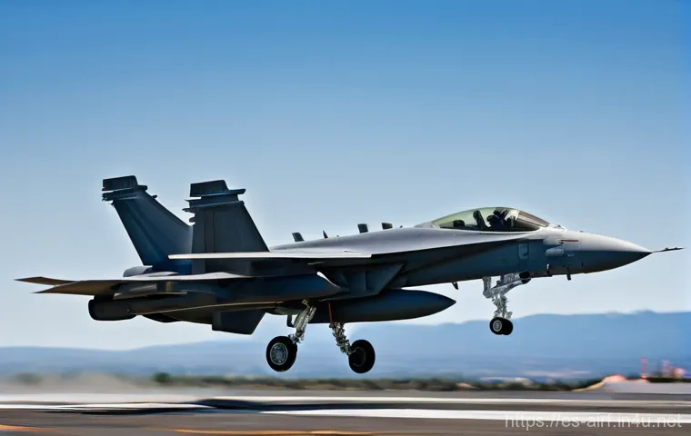 공군의 항공 전자전 시스템 - **Prompt:** A modern, sleek fighter jet, like an F-35 or a Eurofighter Typhoon, soaring through an a...