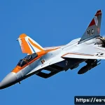 공군 전투기 속도 순위 - **"A breathtaking, high-altitude shot of a legendary MiG-25 Foxbat fighter jet, with its iconic swep...